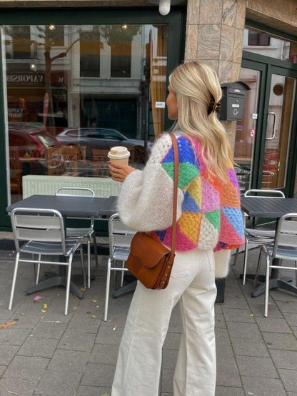 Women's rainbow sweater coat