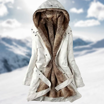 Women's elegant hooded parka with belt