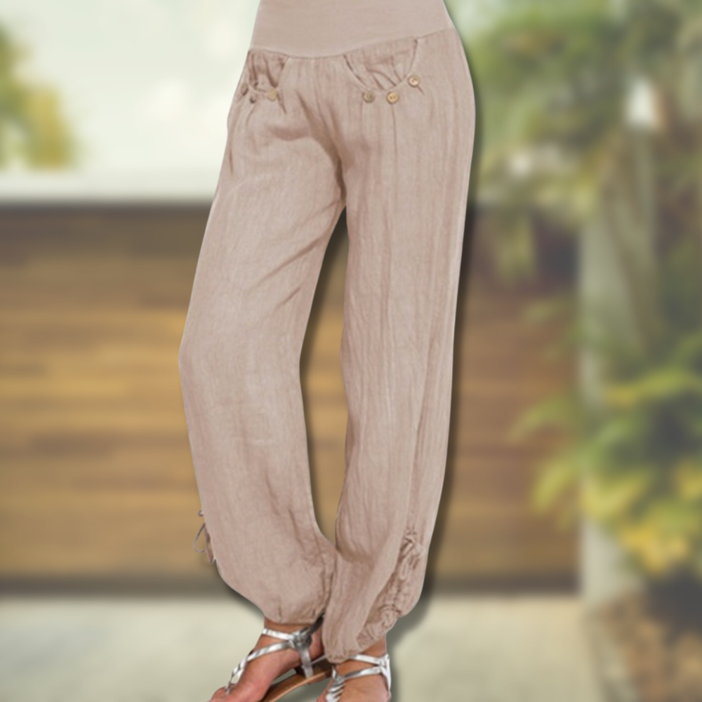 Breathable Relaxed Fit High Waist Trousers