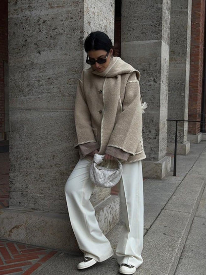 Ilana - thickened loose strap scarf tassel jacket