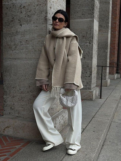 Ilana - thickened loose strap scarf tassel jacket