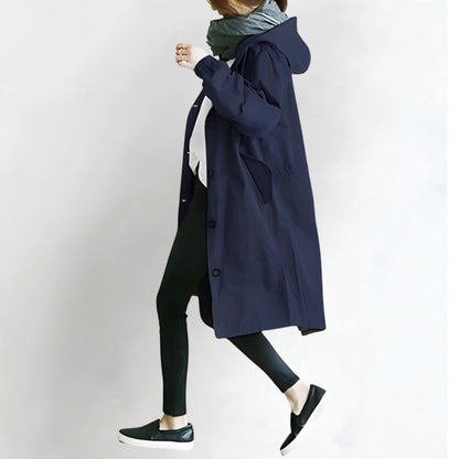 Women's autumn casual long windbreaker jacket