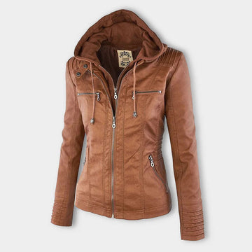 Women's leather winter jacket