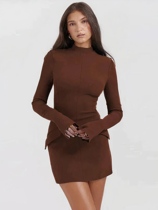 Fitted Elegant Waist Detail Mini Dress