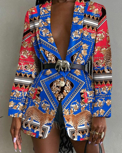 Women's elegant blazer with colorful patterns