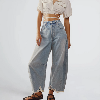 Women's comfortable retro wide leg jeans
