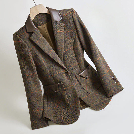 Classic Lapel One-Button Blazer with Pockets