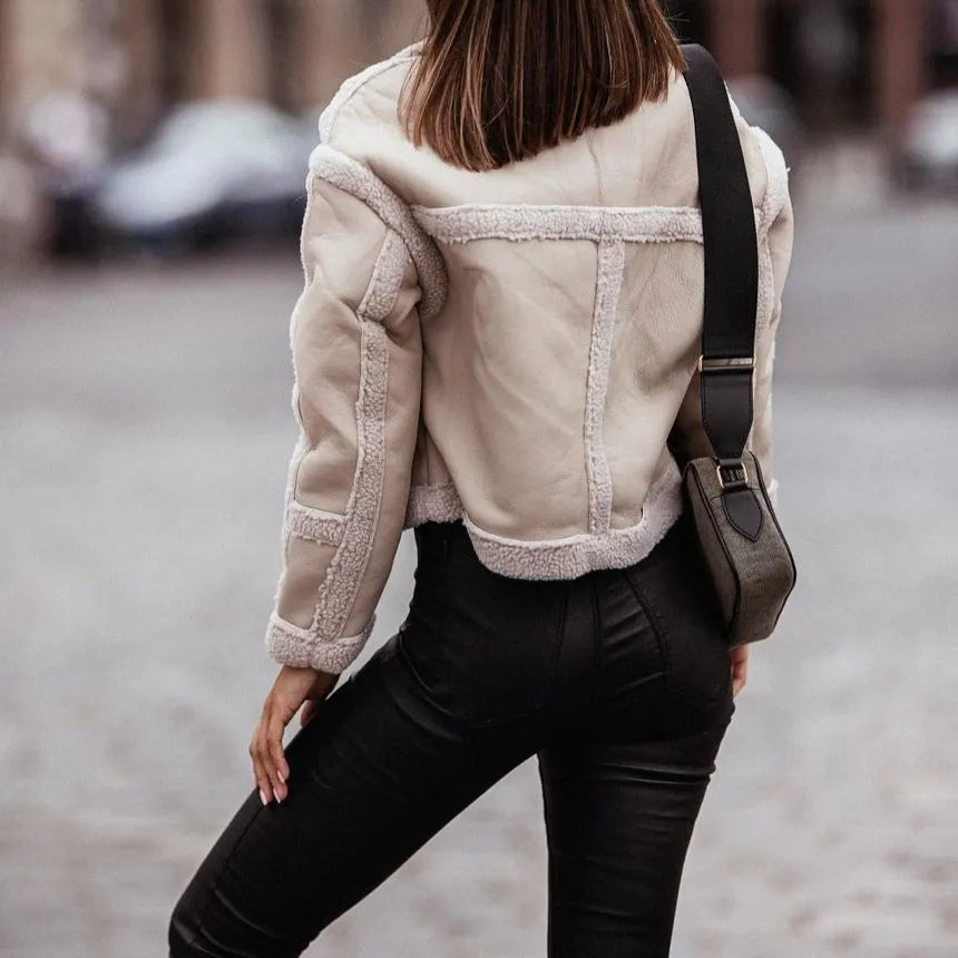 Women's patchwork leather jackets