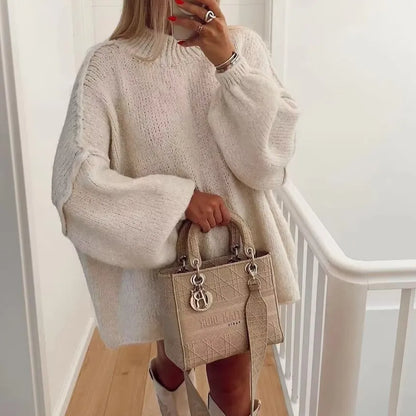 Women's stand-up collar knitted pullover sweater