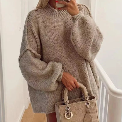 Women's stand-up collar knitted pullover sweater
