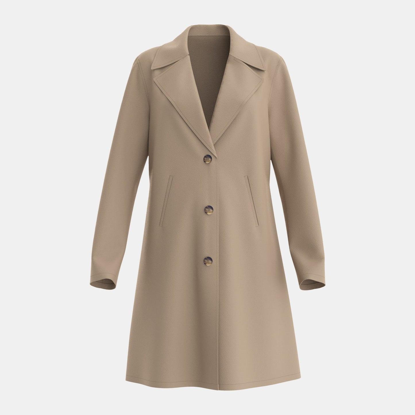 Women’s Coat – Tailored Fit – Wool Blend – Double-Breasted – Mid-Thigh Length