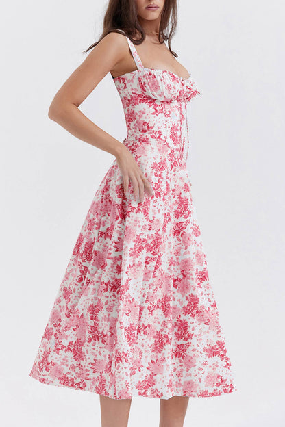 Women's Midi Dress - Fitted Bodice - Slit Skirt - Elegant Sleeveless Formal Wear