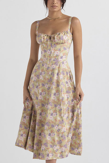Women's Midi Dress - Fitted Bodice - Slit Skirt - Elegant Sleeveless Formal Wear