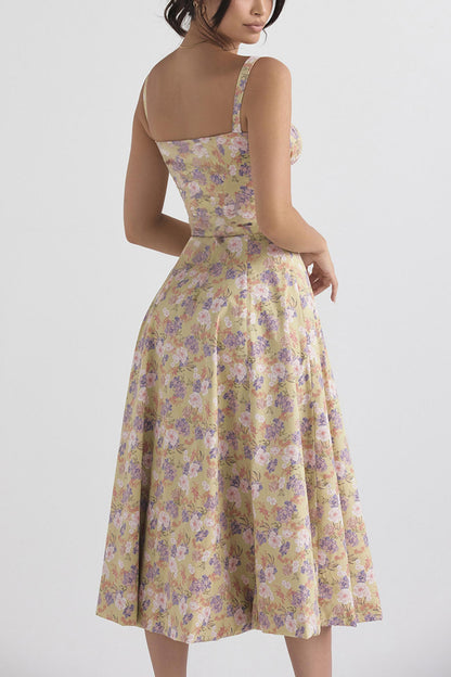Women's Midi Dress - Fitted Bodice - Slit Skirt - Elegant Sleeveless Formal Wear
