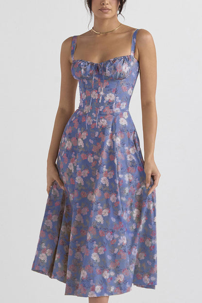 Women's Midi Dress - Fitted Bodice - Slit Skirt - Elegant Sleeveless Formal Wear