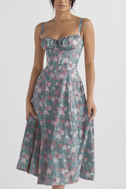 Women's Midi Dress - Fitted Bodice - Slit Skirt - Elegant Sleeveless Formal Wear