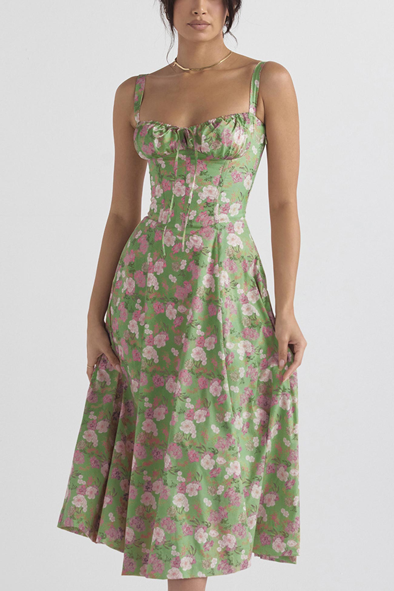 Women's Midi Dress - Fitted Bodice - Slit Skirt - Elegant Sleeveless Formal Wear