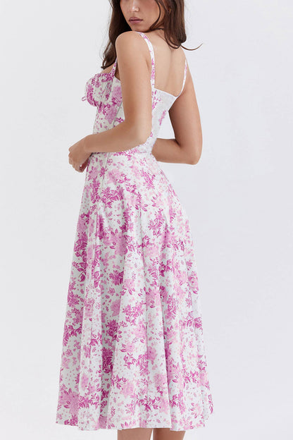 Women's Midi Dress - Fitted Bodice - Slit Skirt - Elegant Sleeveless Formal Wear