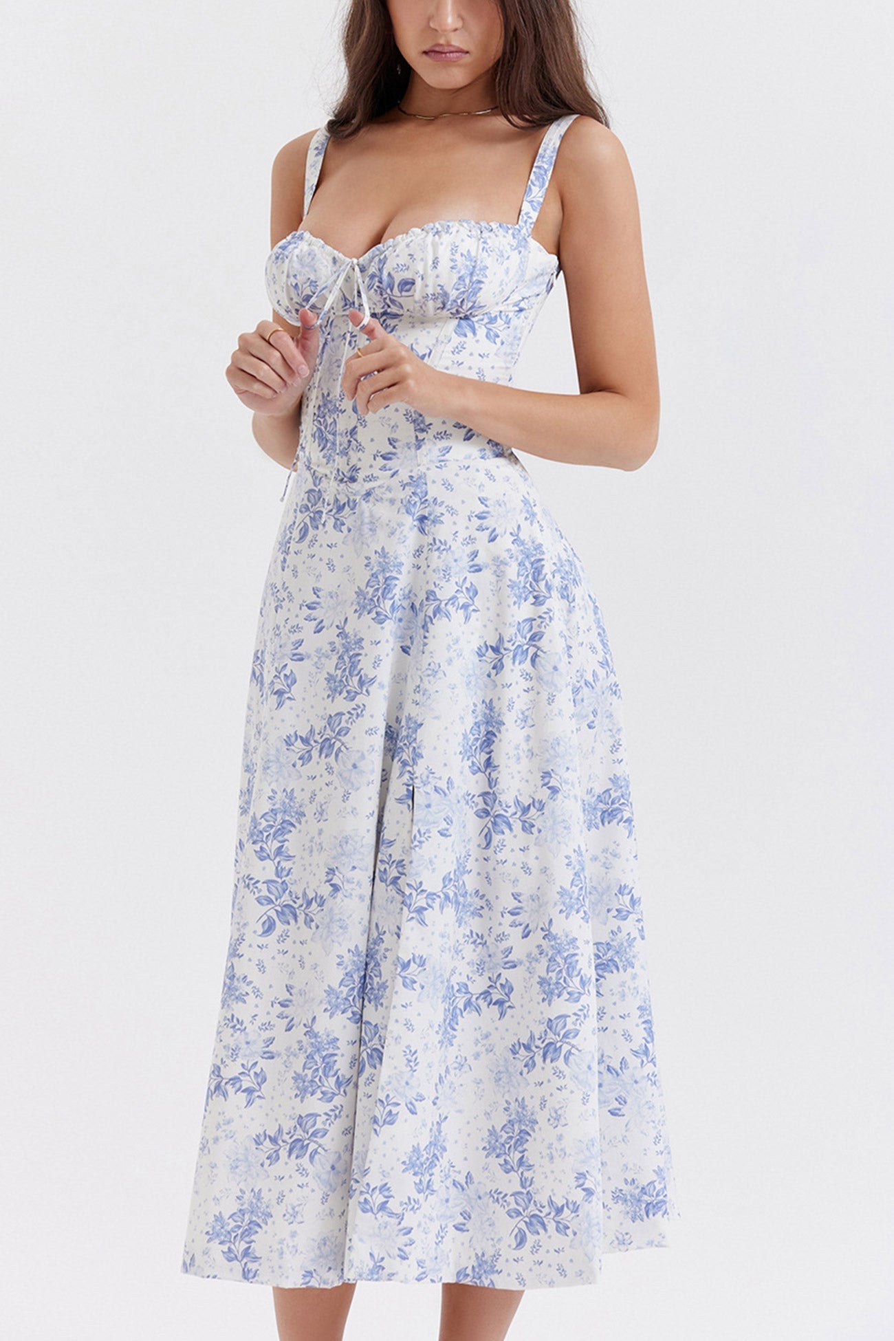 Women's Midi Dress - Fitted Bodice - Slit Skirt - Elegant Sleeveless Formal Wear