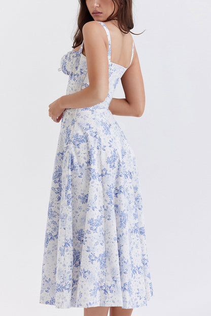 Women's Midi Dress - Fitted Bodice - Slit Skirt - Elegant Sleeveless Formal Wear