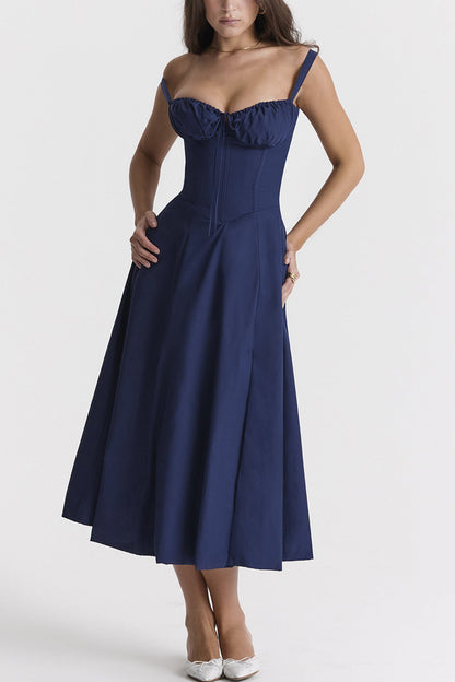 Women's Midi Dress - Fitted Bodice - Slit Skirt - Elegant Sleeveless Formal Wear