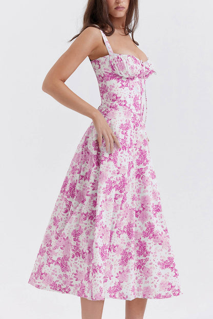 Women's Midi Dress - Fitted Bodice - Slit Skirt - Elegant Sleeveless Formal Wear