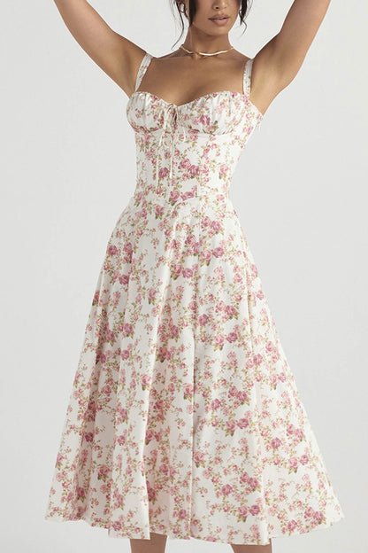 Women's Midi Dress - Fitted Bodice - Slit Skirt - Elegant Sleeveless Formal Wear