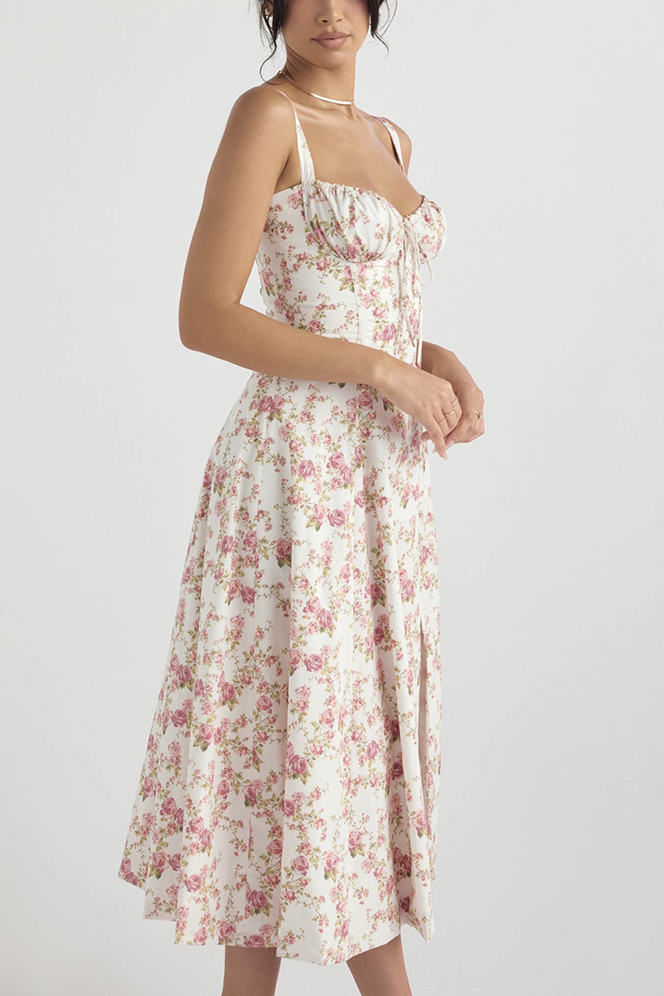 Women's Midi Dress - Fitted Bodice - Slit Skirt - Elegant Sleeveless Formal Wear