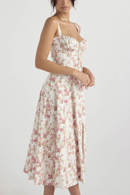 Women's Midi Dress - Fitted Bodice - Slit Skirt - Elegant Sleeveless Formal Wear