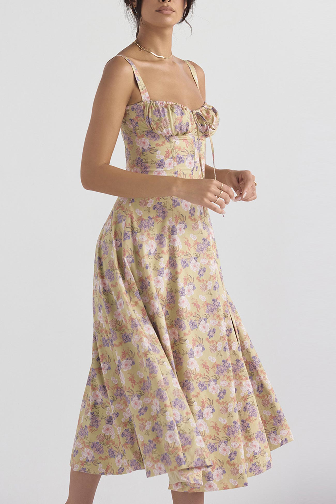 Women's Midi Dress - Fitted Bodice - Slit Skirt - Elegant Sleeveless Formal Wear