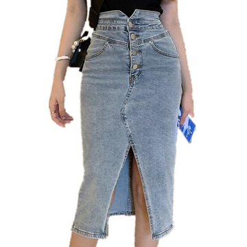 Jacinda - Long Denim Skirt with High Waist