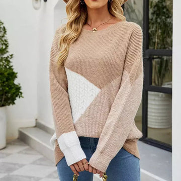 Women's colorblock loose knitted pullover sweater