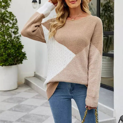 Women's colorblock loose knitted pullover sweater