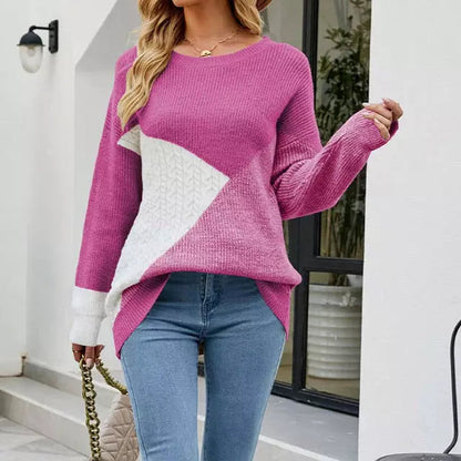Women's colorblock loose knitted pullover sweater