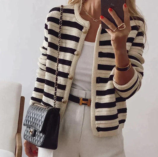 Striped Button Detail Cardigan