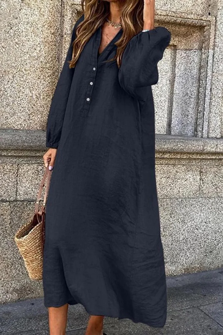 Relaxed Fit Button-Up Maxi Dress