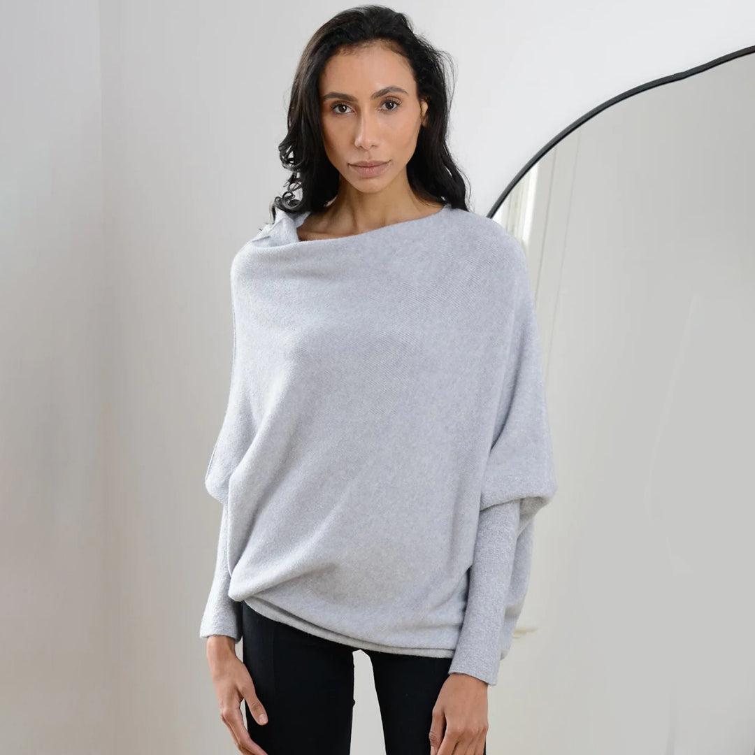 Women's Oversized Knit Sweater - Boat Neck - Long Sleeve - Soft Casual Pullover