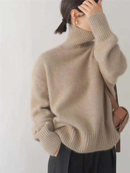 Women's winter thickened high collar loose knitted sweater