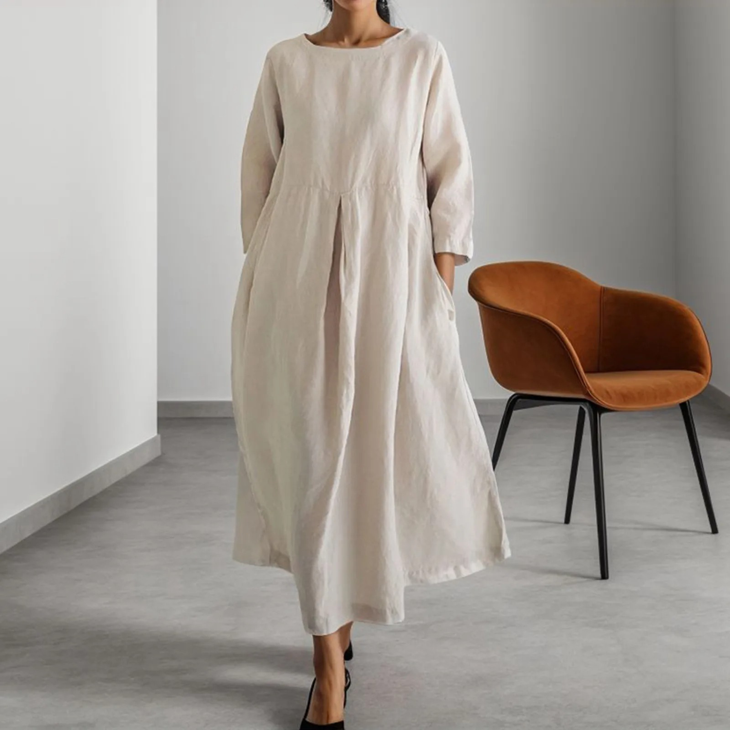 Relaxed Fit Long Sleeve Pocketed Dress