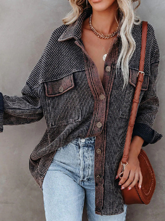 Knit Lapel Long-Sleeve Jacket