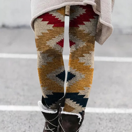 Breathable Stretch Fit Geometric Print Leggings 