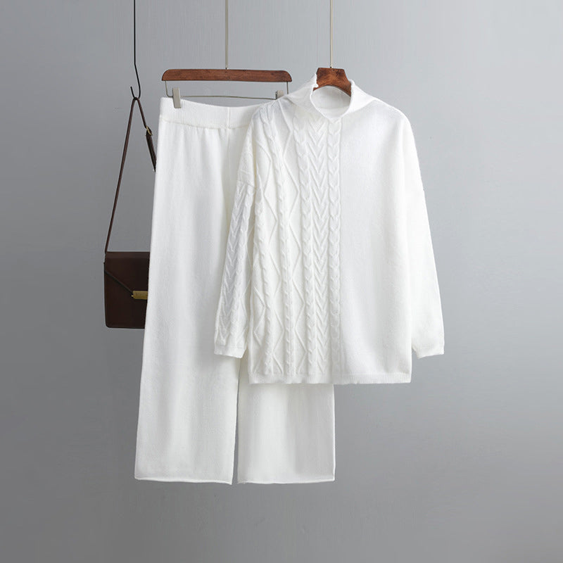 Teagan - chic wide-leg pants long-sleeve sweater 2 piece set