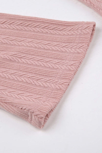 Women’s Sweater Dress - Cable Knit - Mini Length - Flared Sleeve - Fitted Silhouette