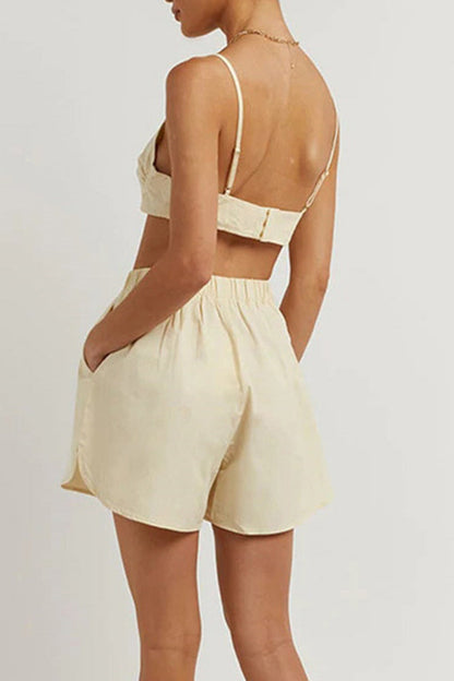 Freyda - long sleeve shirt vest three-piece shorts set