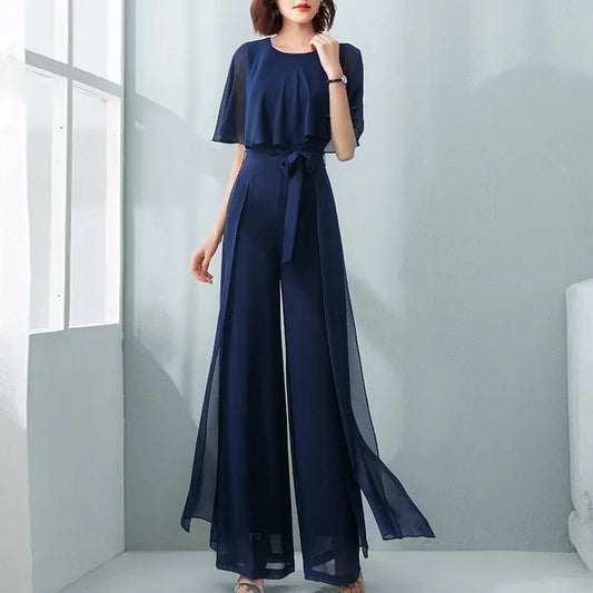 Flowy Belted Wide-Leg Jumpsuit