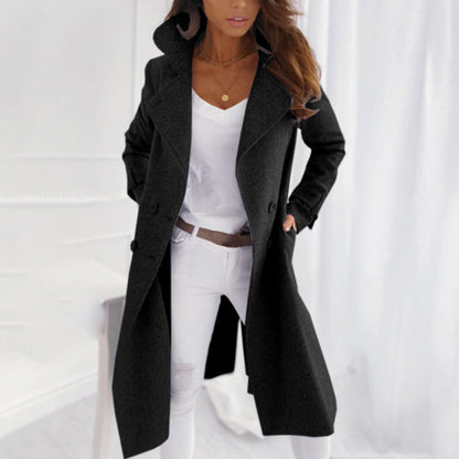 Women's autumn winter casual jackets long woolen coat
