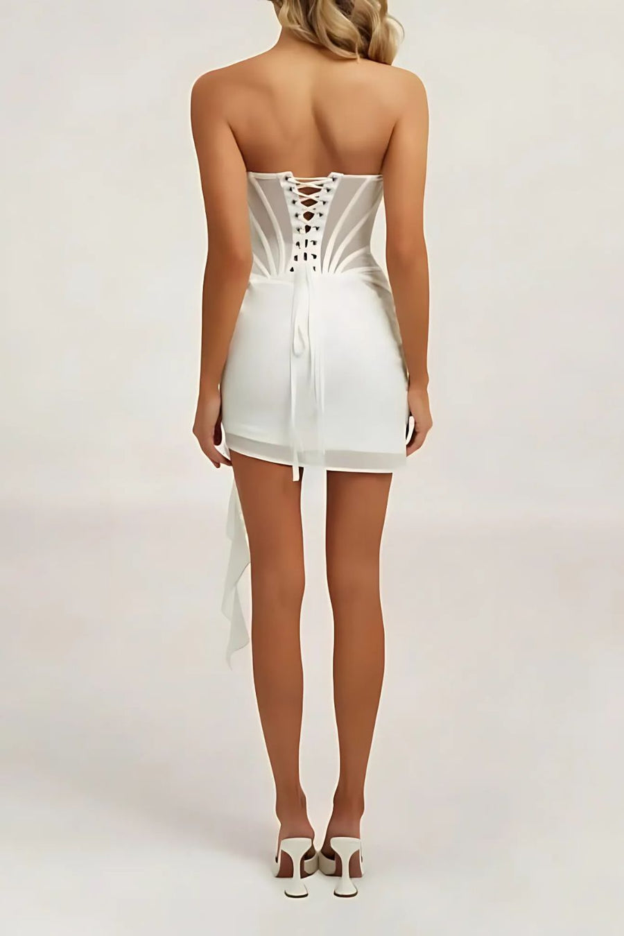 Sheer Mesh Strapless Mini Dress