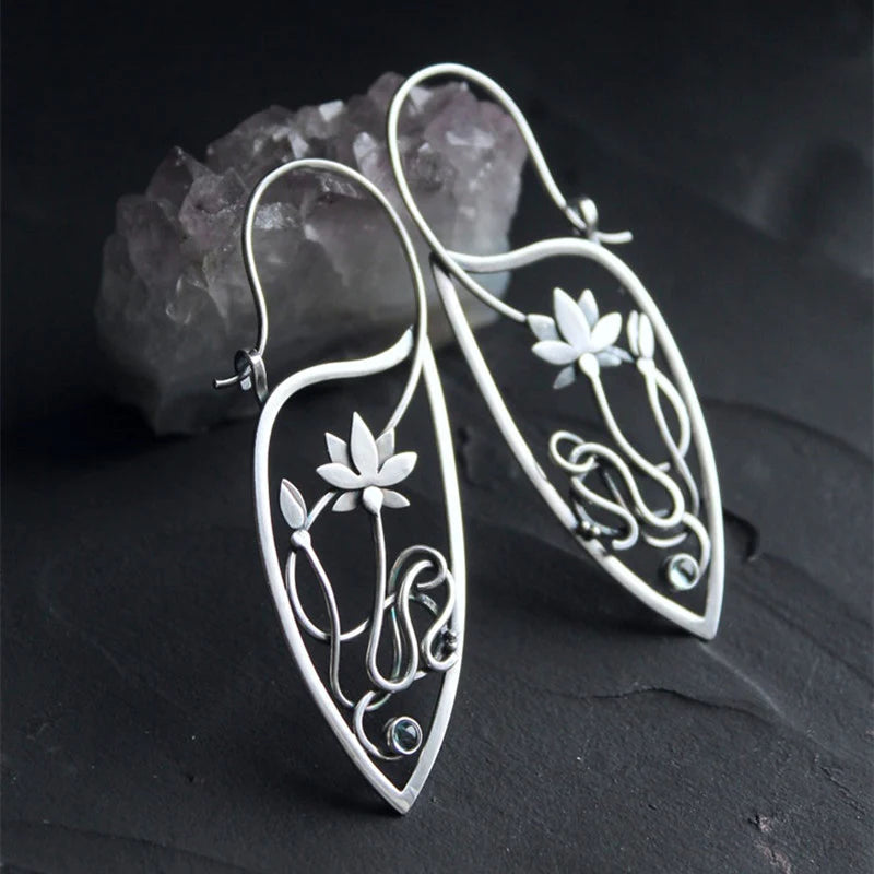 Elegant lotus flower earrings