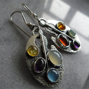 Multicolor gemstone drop earrings