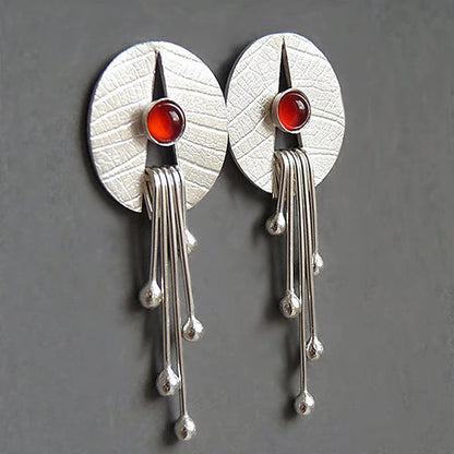 Red hollow stone drop earrings